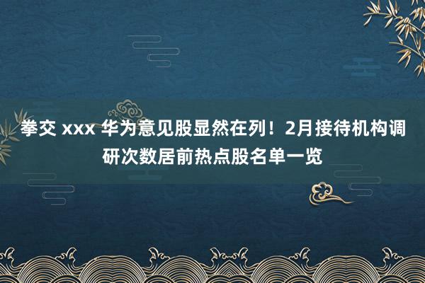 拳交 xxx 华为意见股显然在列！2月接待机构调研次数居前热点股名单一览