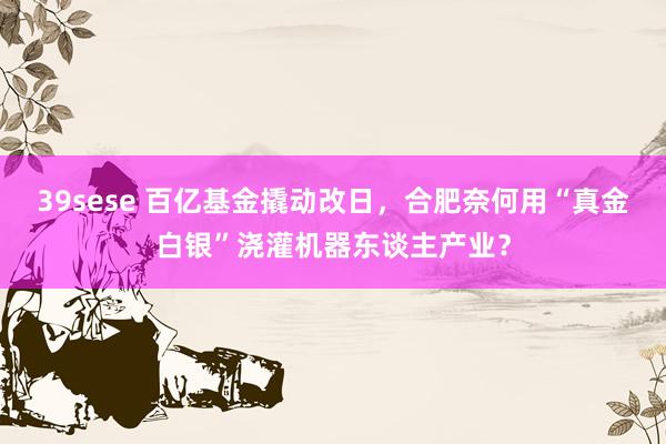 39sese 百亿基金撬动改日，合肥奈何用“真金白银”浇灌机器东谈主产业？