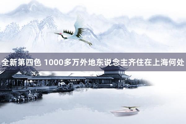 全新第四色 1000多万外地东说念主齐住在上海何处